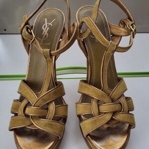 Yves Saint Laurent Women's Gold Strappy Sandals